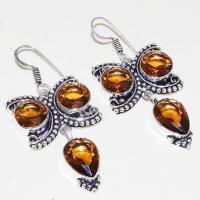 Ct 0430a boucles oreilles citrine champagne imperiale argent 925 vente achat