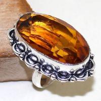 Ct 0432b bague chevaliere t57 citrine lemon doree argent 925 bijoux achat vente