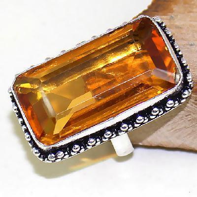 Ct 0433a bague chevaliere t57 citrine orange doree argent 925 bijoux achat vente