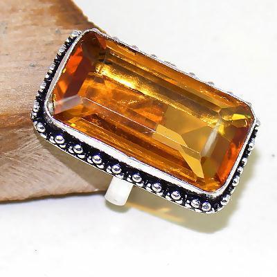 Ct 0433a bague chevaliere t57 citrine orange doree argent 925 bijoux achat vente