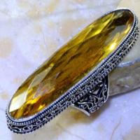 Ct 0437a bague chevaliere t57 citrine lemon citron doree argent 925 bijoux achat vente