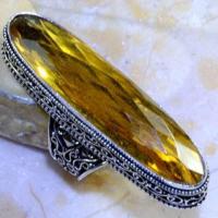 Ct 0437b bague chevaliere t57 citrine lemon citron doree argent 925 bijoux achat vente