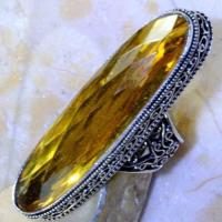 Ct 0437c bague chevaliere t57 citrine lemon citron doree argent 925 bijoux achat vente