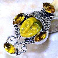 Ct 0443a bague t52 bouddha citrine gothique steampunk elfique argent 925 bijoux achat vente 1