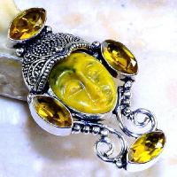 Ct 0443c bague t52 bouddha citrine gothique steampunk elfique argent 925 bijoux achat vente 1