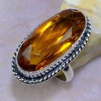 Ct 0453a bague t61 chavaliere citrine orange ambre argent 925 bijoux achat vente