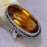 Ct 0453b bague t61 chavaliere citrine orange ambre argent 925 bijoux achat vente