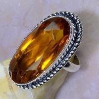 Ct 0453c bague t61 chavaliere citrine orange ambre argent 925 bijoux achat vente