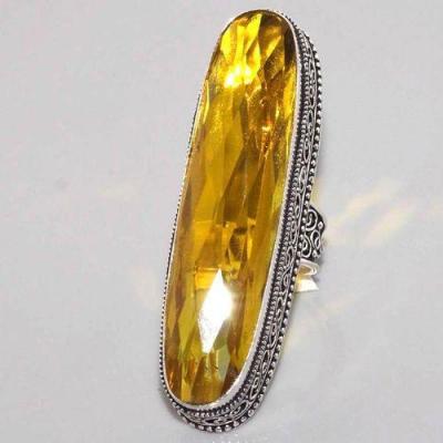 Ct 0461b bague chevaliere t53 citrine lemon doree medievale argent 925 bijoux achat vente