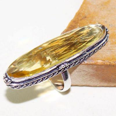 CT-0465- Longue et Superbe BAGUE T 60 gothique cabochon en CITRINE Lemon 12 x 50 mm - 70 carats -14 gr