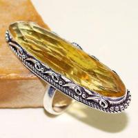 Ct 0467b bague chevaliere t60 citrine lemon doree medievale argent 925 bijoux achat vente