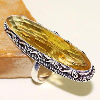 Ct 0467b bague chevaliere t60 citrine lemon doree medievale argent 925 bijoux achat vente