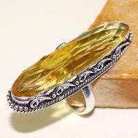 Ct 0468a bague chevaliere t57 citrine lemon doree medievale argent 925 bijoux achat vente 1