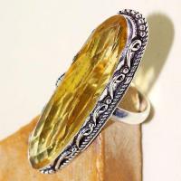 Ct 0468c bague chevaliere t57 citrine lemon doree medievale argent 925 bijoux achat vente