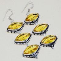 Ct 0469a boucles pendant oreilles citrine lemon medievale argent 925 bijoux achat vente