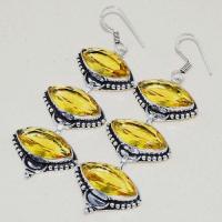 Ct 0469b boucles pendant oreilles citrine lemon medievale argent 925 bijoux achat vente