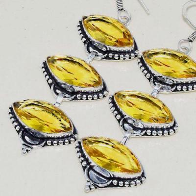 Ct 0469c boucles pendant oreilles citrine lemon medievale argent 925 bijoux achat vente