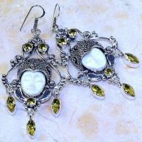 Ct 0475a boucles pendant oreilles bouddha citrine lemon gothique argent 925 bijoux achat vente