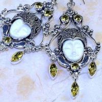 Ct 0475c boucles pendant oreilles bouddha citrine lemon gothique argent 925 bijoux achat vente