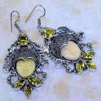 Ct 0483a boucles pendant oreilles bouddha citrine lemon gothique argent 925 bijoux achat vente