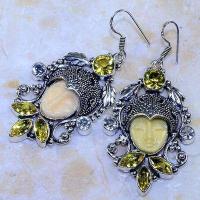 Ct 0483b boucles pendant oreilles bouddha citrine lemon gothique argent 925 bijoux achat vente