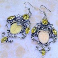 Ct 0486b boucles pendant oreilles bouddha citrine lemon gothique argent 925 bijoux achat vente