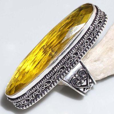 Ct 0488a bague chevaliere t58 12x48mm citrine lemon medievale argent 925 bijoux achat vente