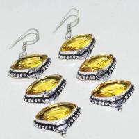 Ct 0489a boucles pendant oreilles marquises citrine lemon gothique argent 925 bijoux achat vente