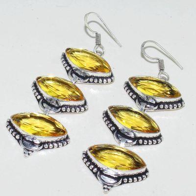 Ct 0489c boucles pendant oreilles marquises citrine lemon gothique argent 925 bijoux achat vente