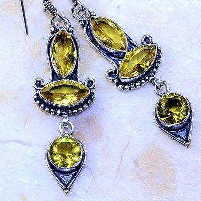 Ct 0493c boucles pendant oreilles citrine lemon gothique argent 925 bijoux achat vente