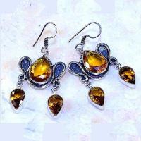 Ct 0507b boucles pendant oreilles citrine lemon gothique argent 925 bijoux achat vente