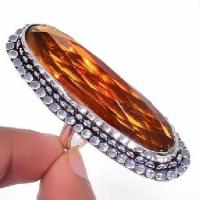 Ct 0525a bague chevaliere t57 18gr 12x48mm citrine madere argent 925 bijoux achat vente 1