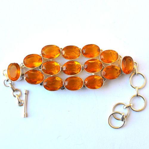 Ct 0539 bracelet citrine dorees ovales 10 x 15 mm 47gr argent925 2
