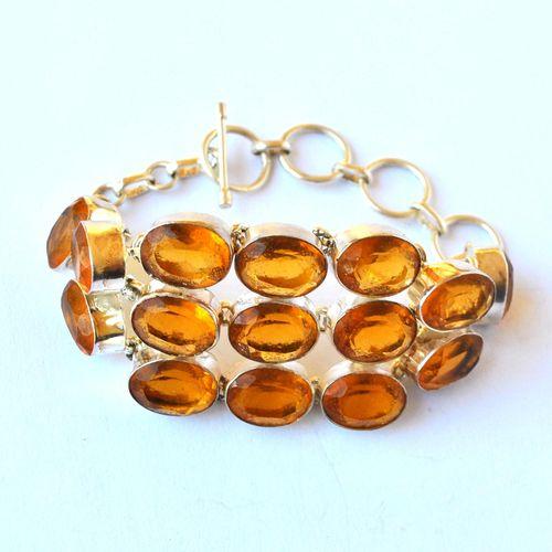 Ct 0539 bracelet citrine dorees ovales 10 x 15 mm 47gr argent925 4