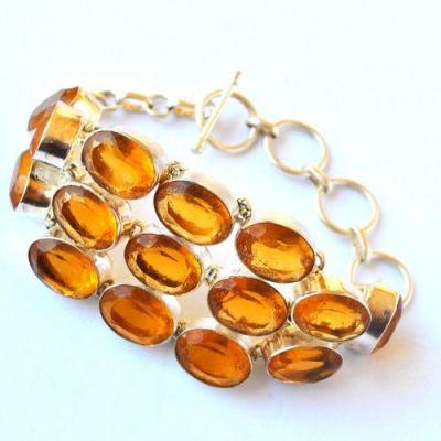 Ct 0539 bracelet citrine dorees ovales 10 x 15 mm 47gr argent925 1 