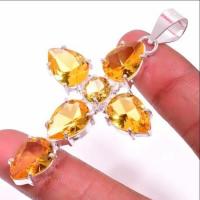 Cx 3105b croix crucifix chretien citrine lemon 40x60mm 12gr achat vente bijoux religieux argent 925