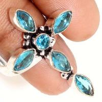Cx 3112a croix bague crucufix topaze bleue gr 8x4mm gothique bijoux achat vente