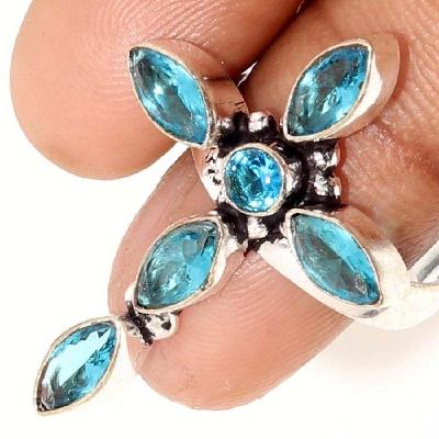 Cx 3112b croix bague crucufix topaze bleue gr 8x4mm gothique bijoux achat vente