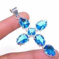 Cx 3132a croix pendentif 60x10mm 12gr topaze bleue suisse gothique achat vente bijou argent 926