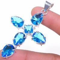 Cx 3132b croix pendentif 60x10mm 12gr topaze bleue suisse gothique achat vente bijou argent 925