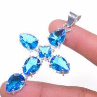 Cx 3132c croix pendentif 60x10mm 12gr topaze bleue suisse gothique achat vente bijou argent 925