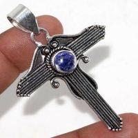 Cx 3145a croix pendentif 50x40mm 8gr lapis lazuli gothique achat vente bijou argent 925