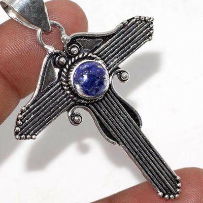 Cx 3145c croix pendentif 50x40mm 8gr lapis lazuli gothique achat vente bijou argent 925