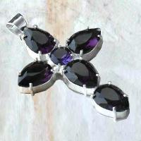 Cx 3146a croix pendentif 32x45mm 11gr amethyste pourpre violette gothique achat vente bijou argent 925