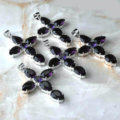 Cx 3146a croix pendentif 32x45mm 11gr amethyste pourpre violette gothique achat vente bijou argent 925