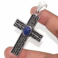 Cx 3148b croix pendentif medievale 50x35mm 9gr lapis lazuli gothique achat vente bijou argent 925