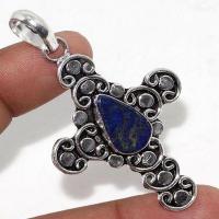 Cx 3151a croix pendentif medievale 50x40mm 7gr lapis lazuli gothique achat vente bijou argent 925