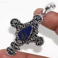 Cx 3151b croix pendentif medievale 50x40mm 7gr lapis lazuli gothique achat vente bijou argent 925