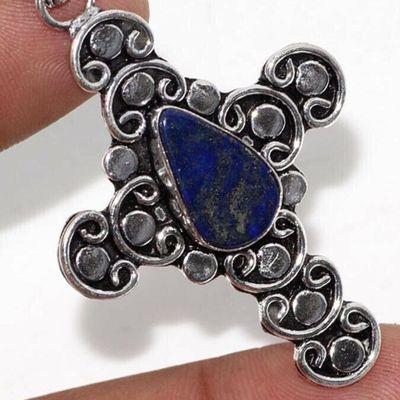 Cx 3151c croix pendentif medievale 50x40mm 7gr lapis lazuli gothique achat vente bijou argent 925