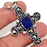 Cx 3152a croix pendentif medievale 50x40mm 7gr lapis lazuli gothique achat vente bijou argent 925